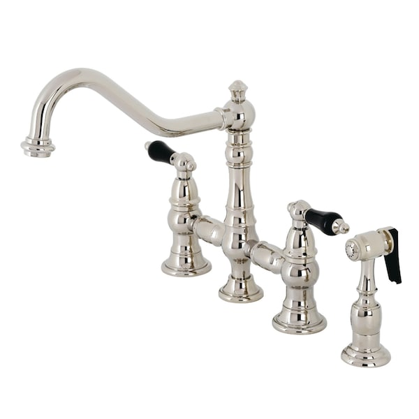 KS3276PKLBS Duchess Bridge Kitchen Faucet W/ Brass Sprayer, Nickel